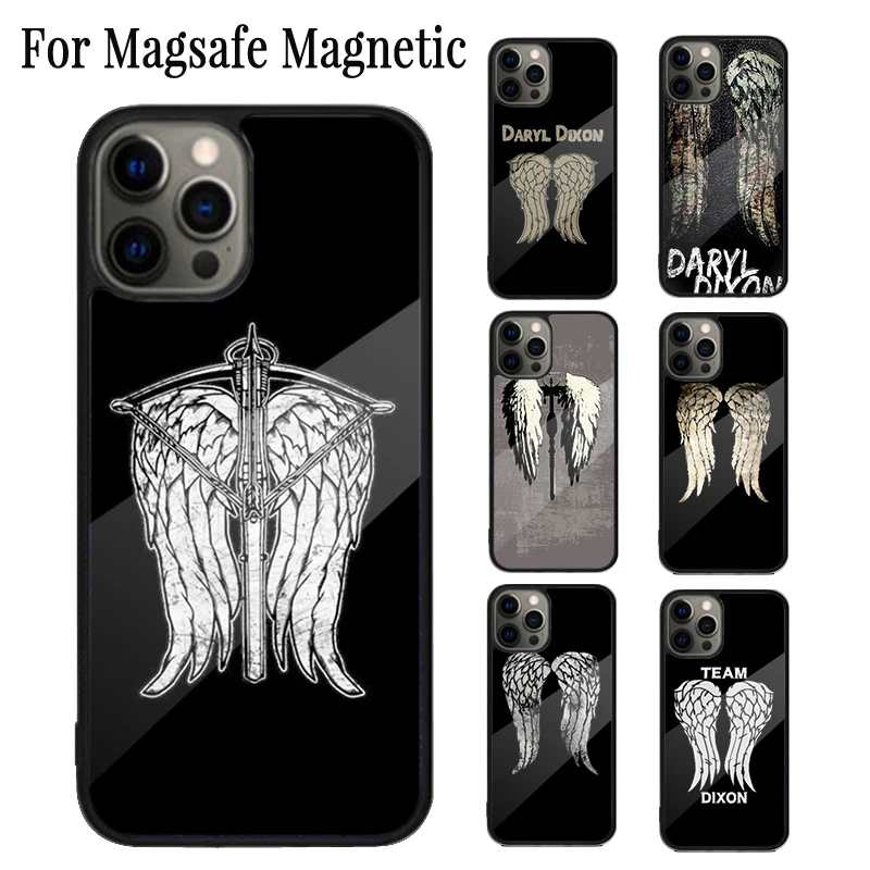 The Walking Dead Daryl Dixon Wings Crossbow Magnetic Phone Case For iPhone 16 15 14 Plus 13 12 11 Pro Max Magsafe Wireless Cover