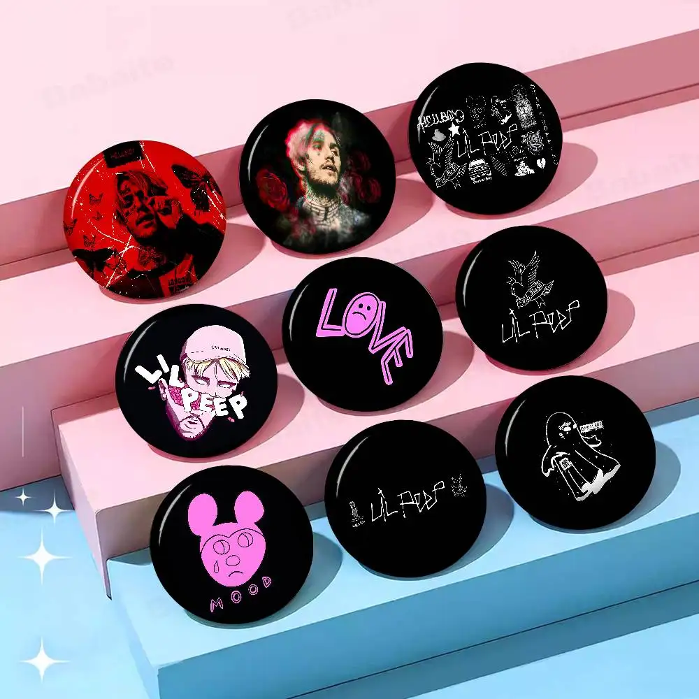 Rapper L-lil Peep Photo Brooches Creative Round Badge Gifts Pins 32/44/58mm