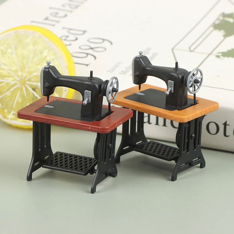 Fotografia 3: Máquina de costura em miniatura para casa de bonecas, modelo 1:12, decoração de móveis para bonecas, brinquedo