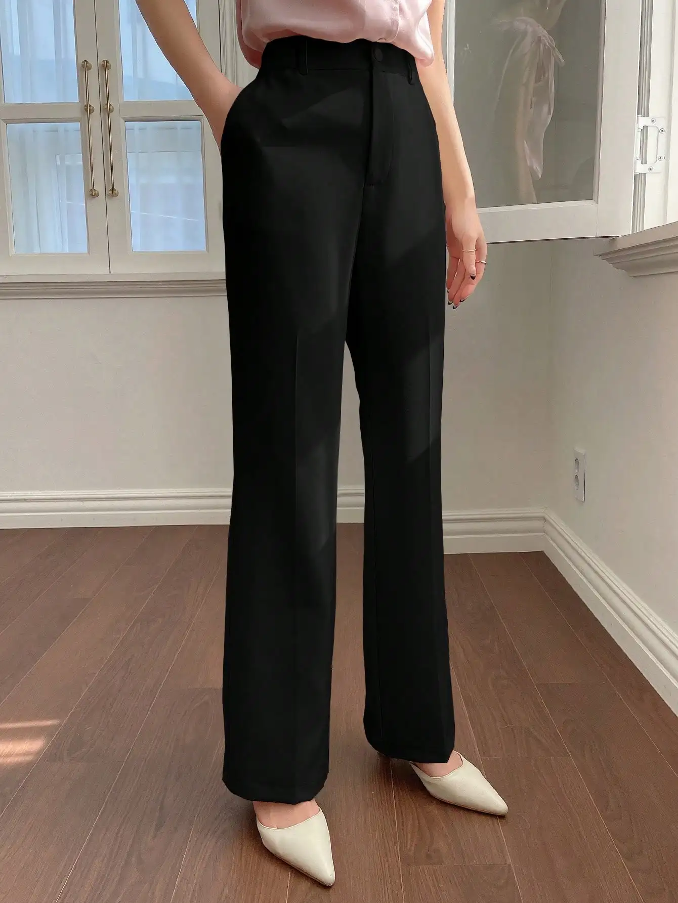

Women Pleated Slim Straight Leg Casual Dress Pants