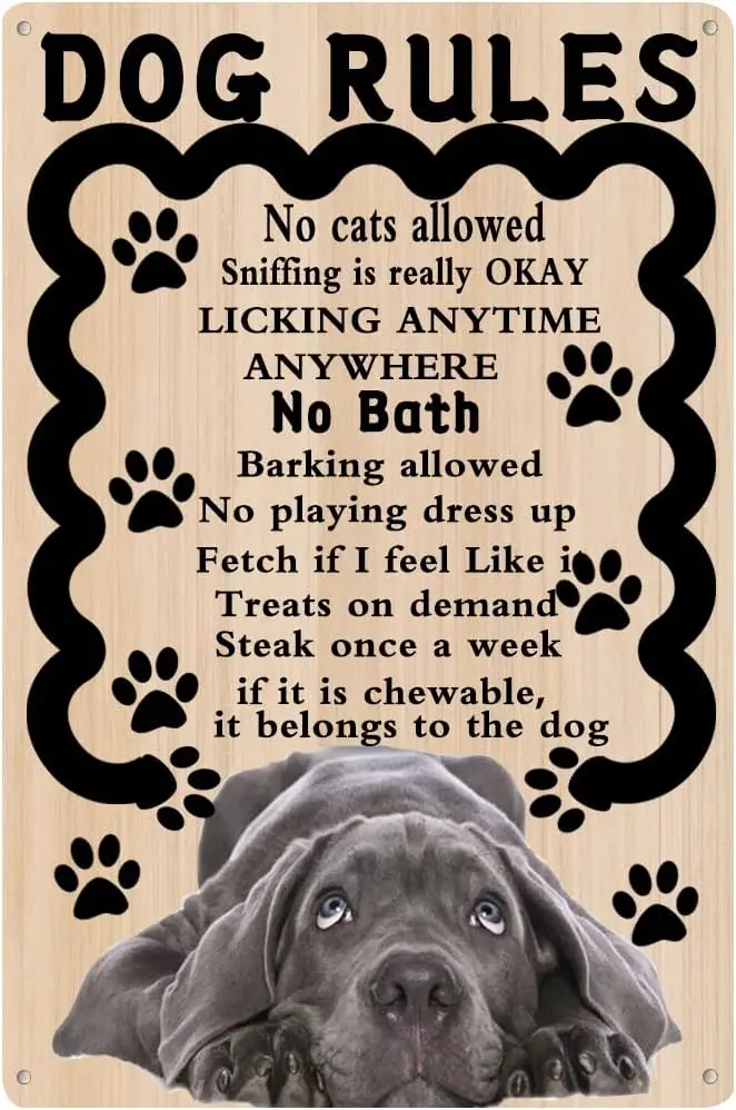Skyocean Funny This Home is Filled with Kisses Wagging Tail Love Metal Tin Sign Wall Decor Rustic Farmhouse Dog Signs with  sign