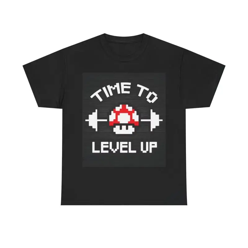 

Футболка Time To Level Up, спортивное снаряжение, подъем, тяжелый хлопок