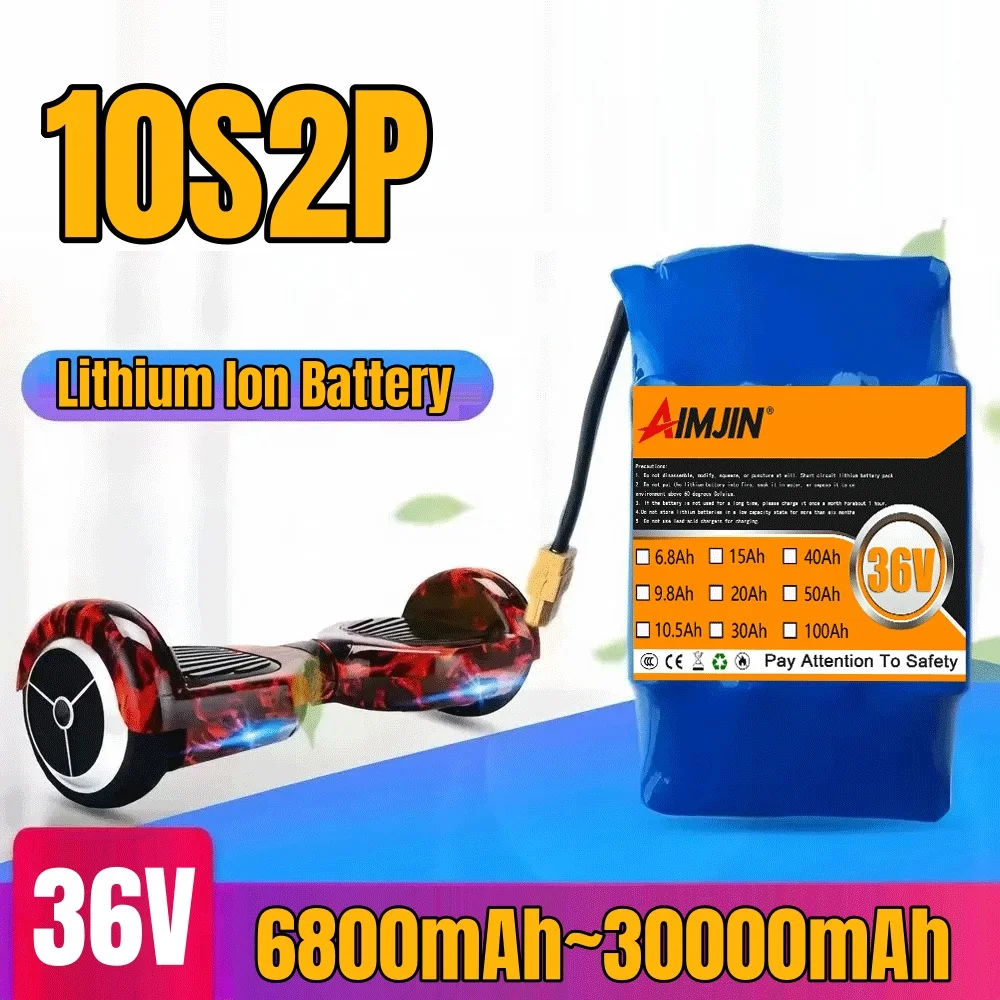 Rechargeable 36V 15Ah 10s2p Battery Packs Lithium Ion Battery for Electric Self Balancing Scooter HoverBoard Unicycle