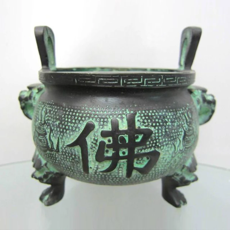 

Chinese bronze pot Incense Burners Dragon head Buddha Ming Dynasty old