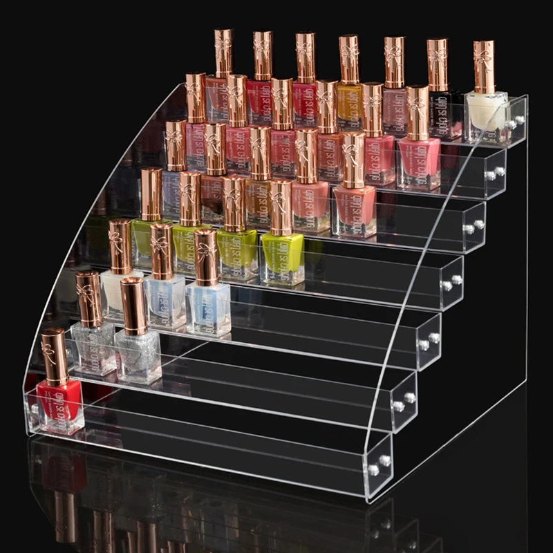 Multi-Layer Acrylic Nail Polish Display Rack - Transparent Organizer For Gel Polish And Cosmetics In Nail Salons