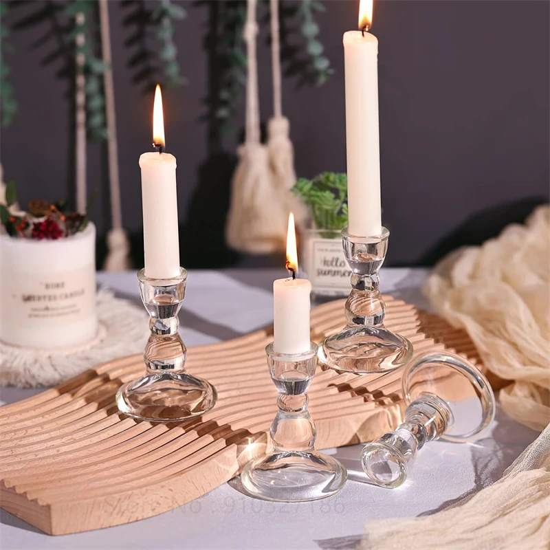 Imagem -04 - Clear Taper Candlestick Holders Castiçais de Vidro para o Dia dos Namorados Mesa de Casamento Decoração de Festa em Massa 12 Pcs