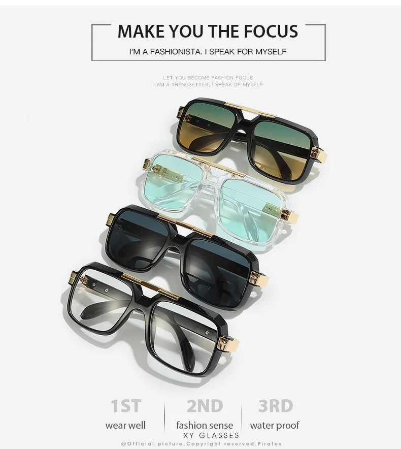 Retro Sonnenbrille Männer Quadratischen Stil Doppel Strahl Pilot UV400 Sonnenbrille Mode – Detail 2