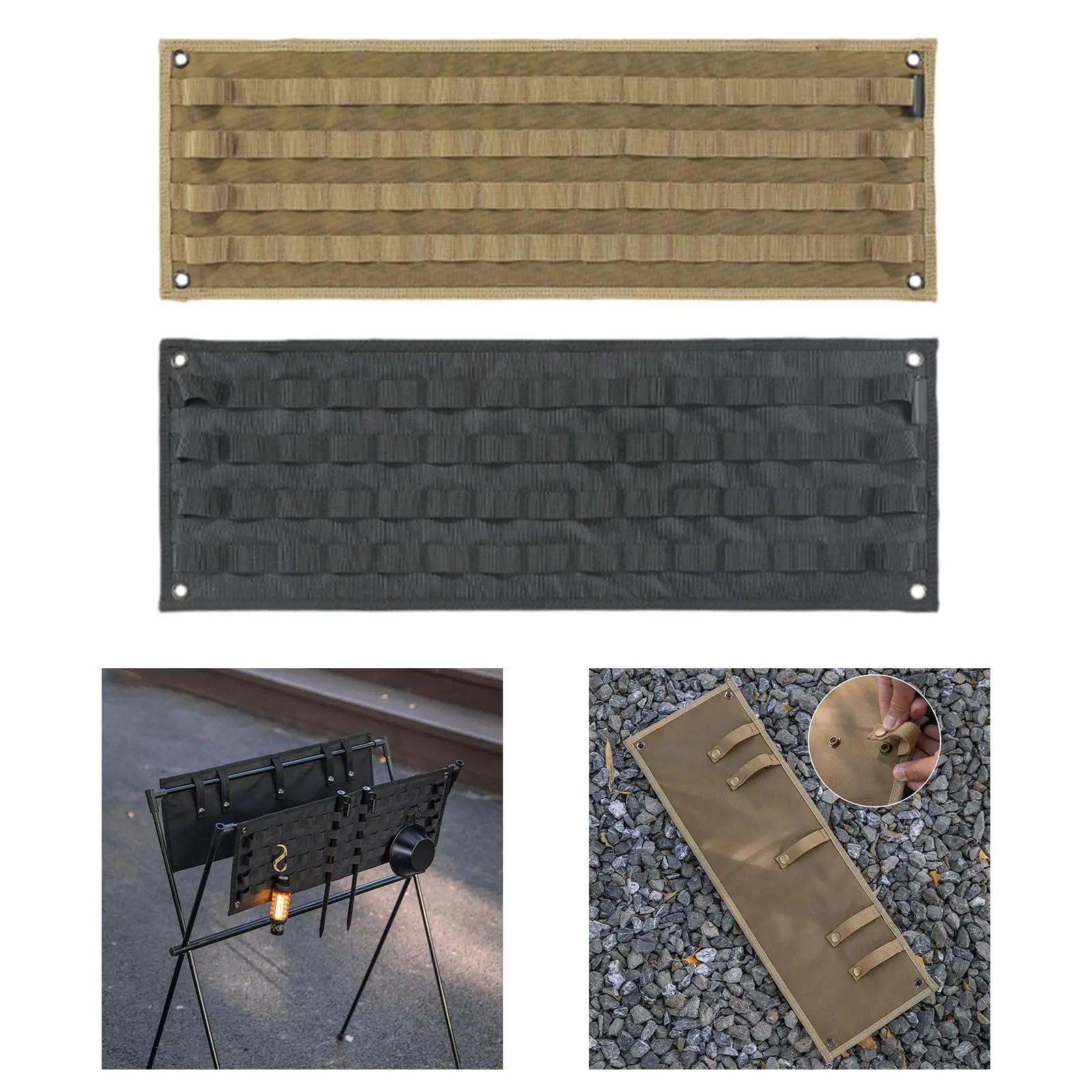 Tablero de almacenamiento lateral del panel de bolsillo del borde de la mesa de campamento para utensilios de cocina
