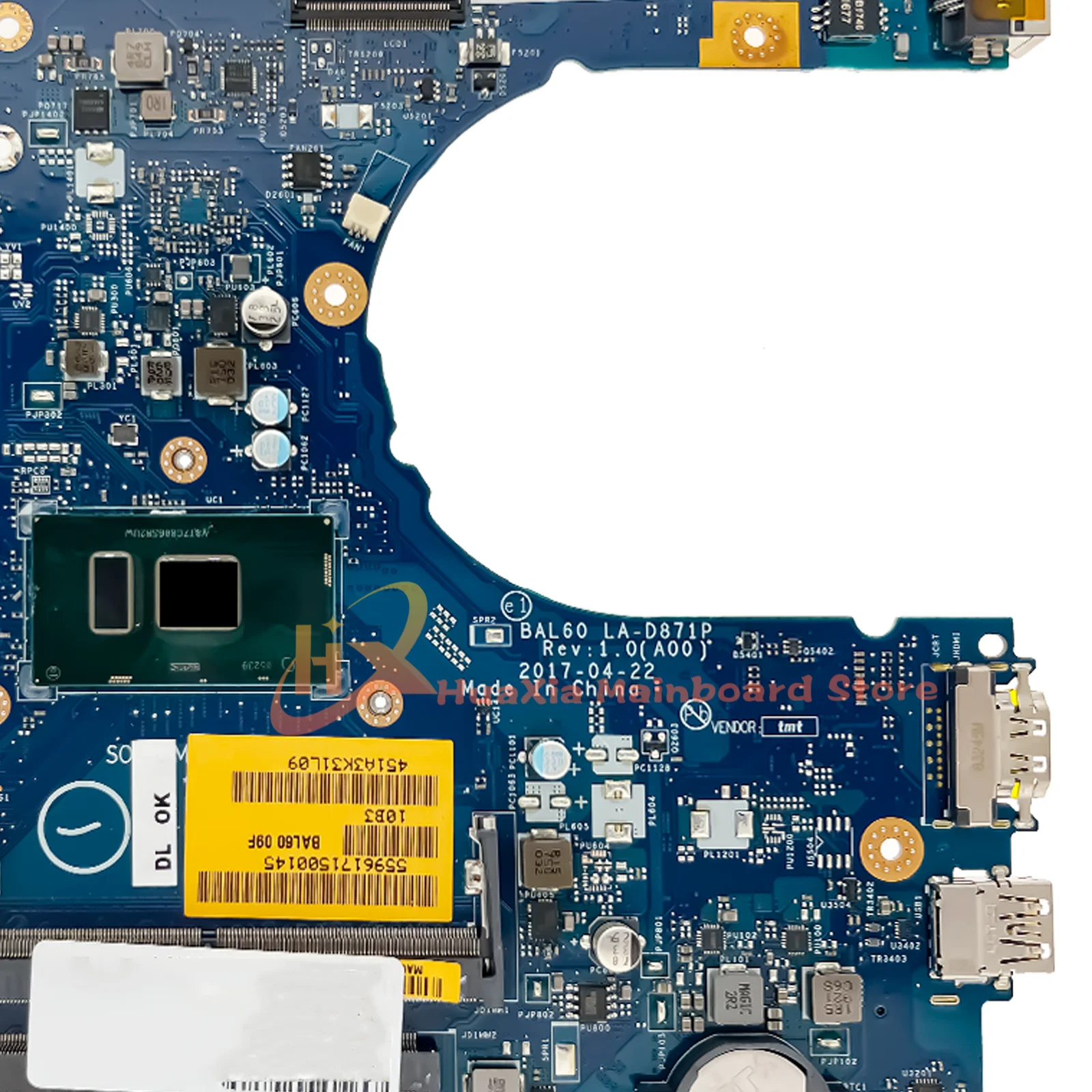 Imagem -03 - Placa-mãe La-d871p para Dell Inspiron 15 5566 5468 Placa-mãe para Laptop i3 i5 i7 6a Geração Uma