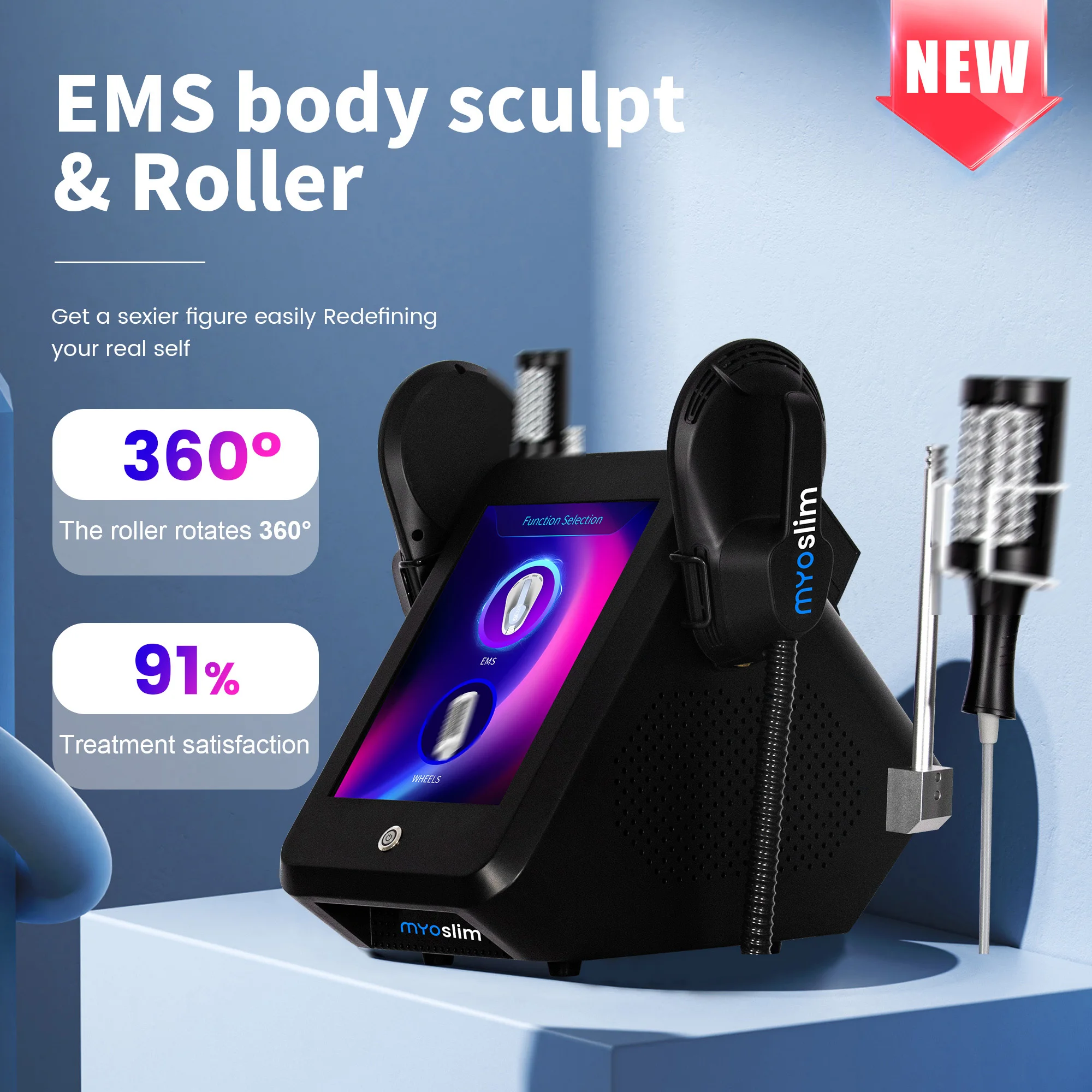 NEW 200HZ EMSzero Roller Slimming Cellulite Reduction Inner Ball Roller 360 Degree Infrared Vacuum Roller Massage Beauty Machine