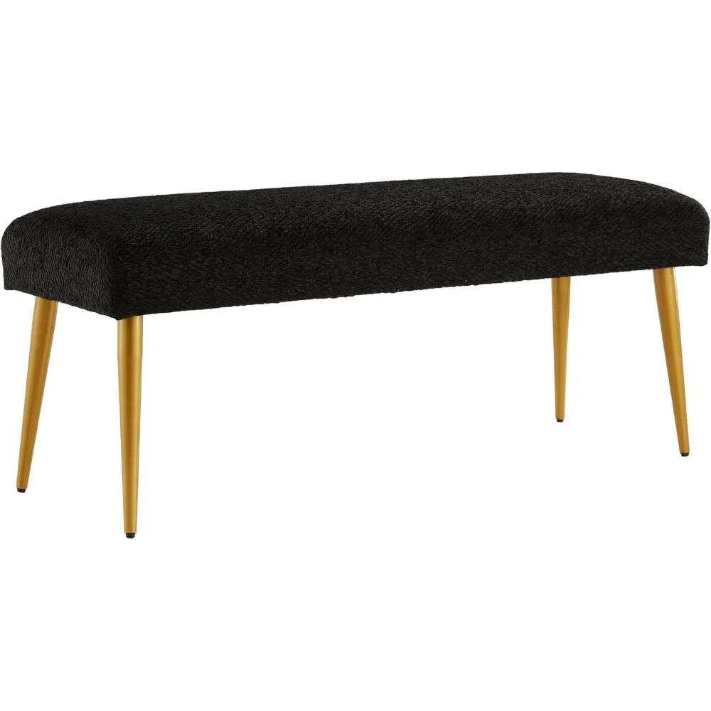 

Modern Upholstered Bench Ottoman 44 Inch, Black Entryway Bedroom Stool with Adjustable Feet