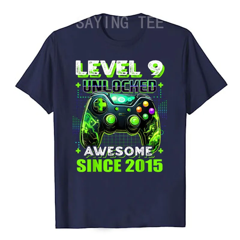 9th Birthday Gamer 9 Year Old Funny B-day Boy Nine Son Nephew T-Shirt Gift Born in 2015 Video Game Lover Clothes Awesome Tee Top