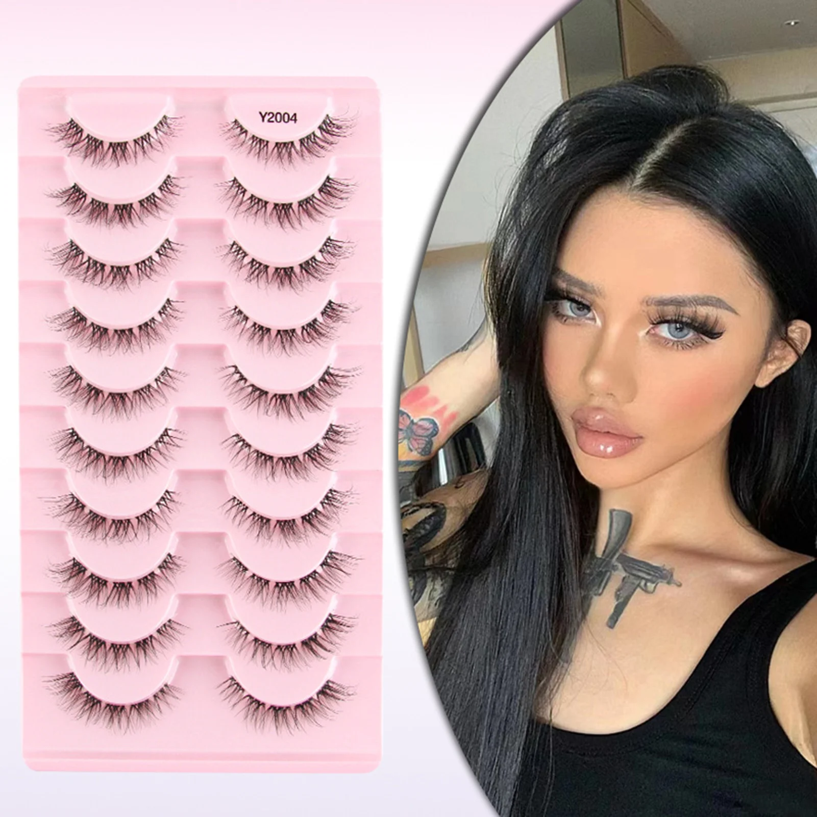 10 Pairs False Eyelashes Simulation Fake Eye Lashes Volume Thicked Eyelash for Cosplay Party Wedding Makeup