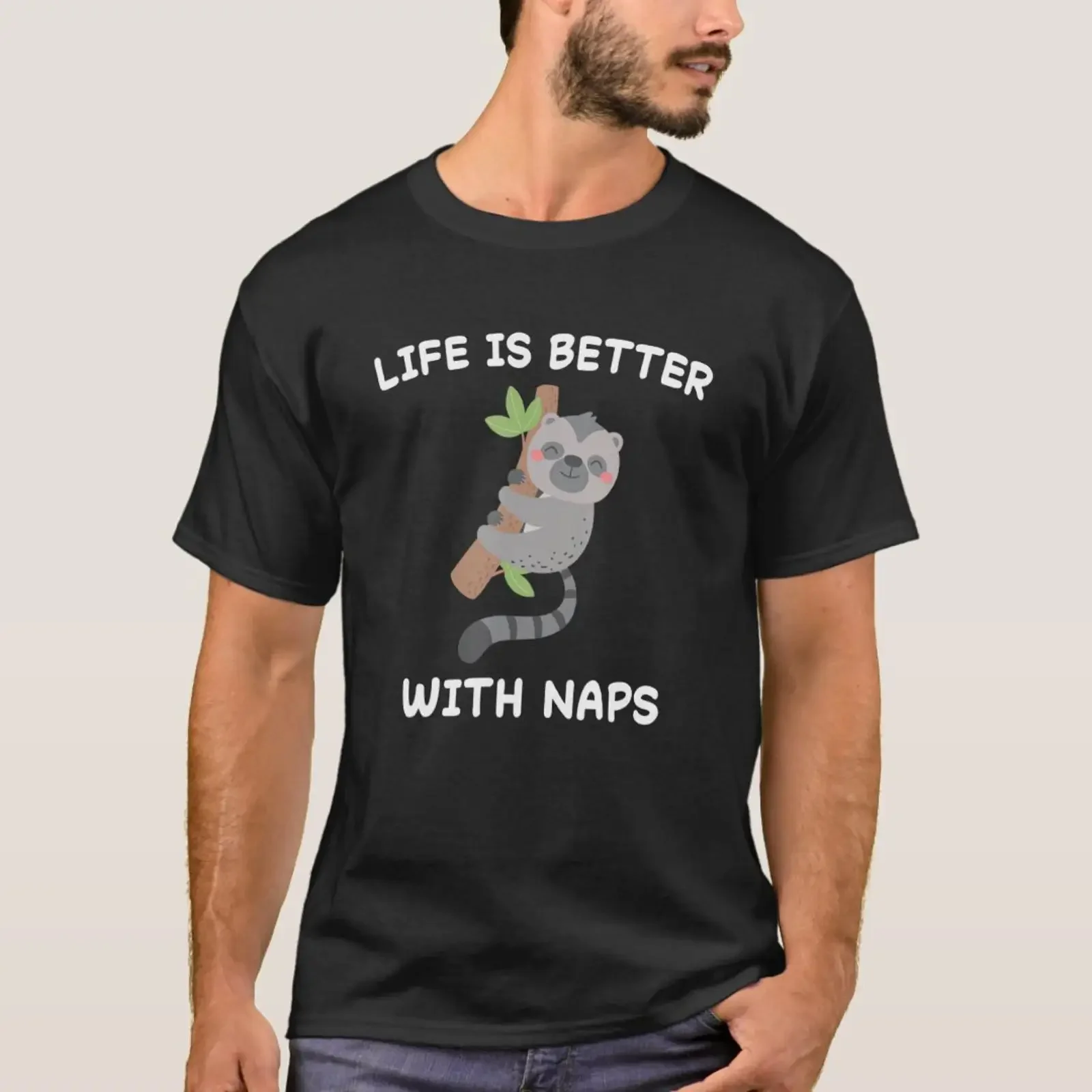 Футболка-ночнушка Lemur Nap с винтажным принтом, дизайнерская одежда, стильная, эластичная, удобная