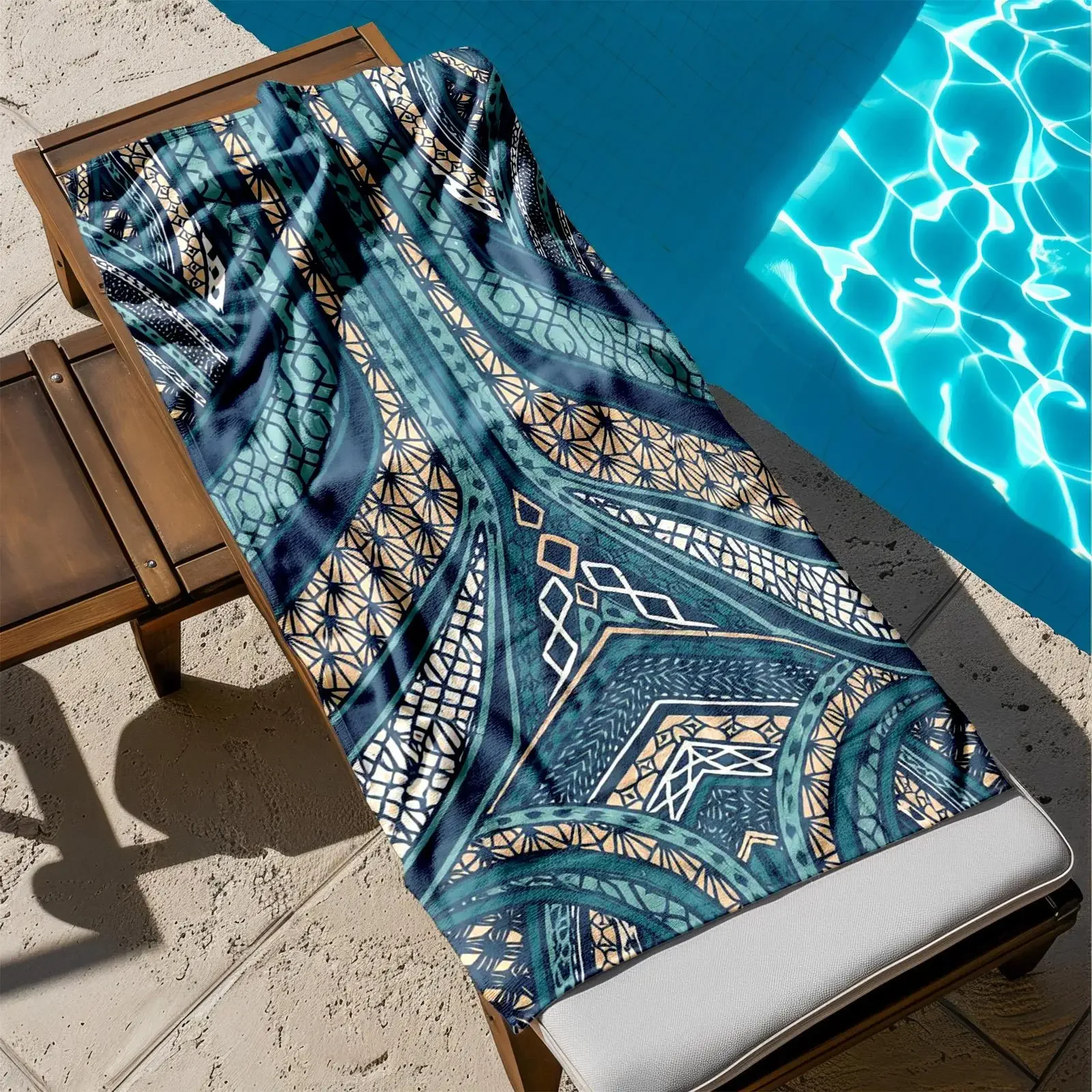 1pc Geometric Pattern Art - Abstract Trend Design 2D Printed Microfiber Beach Towel, quick dry super absorbent. Great for beach