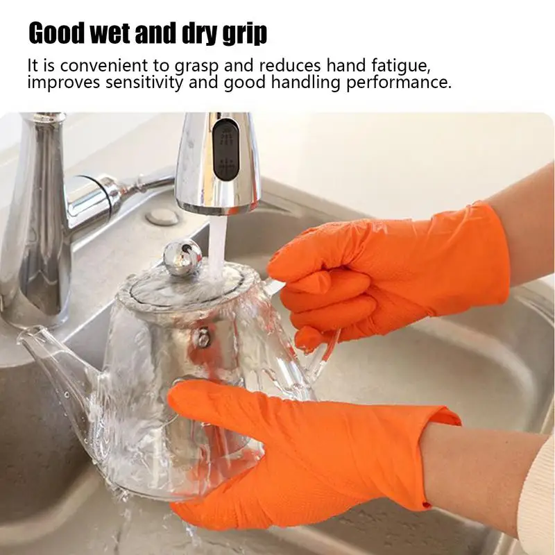 Nitrile Gloves Nitrile Industrial Orange Gloves 10x Tear-Resistant Heavy-Duty Textured Mitten Safety Protective For Mechanic