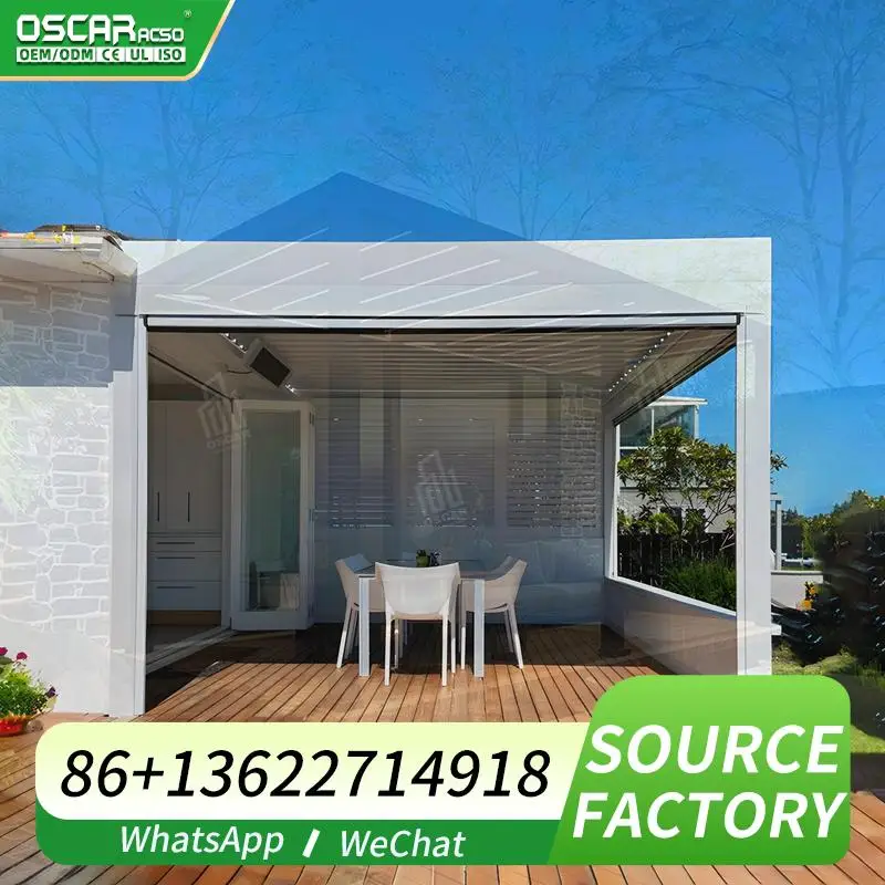 

Aluminum Motorized Outdoor Opening Louvered Roof Bioclimatic Patio Cover for Gardens Balconies Patios Pergola