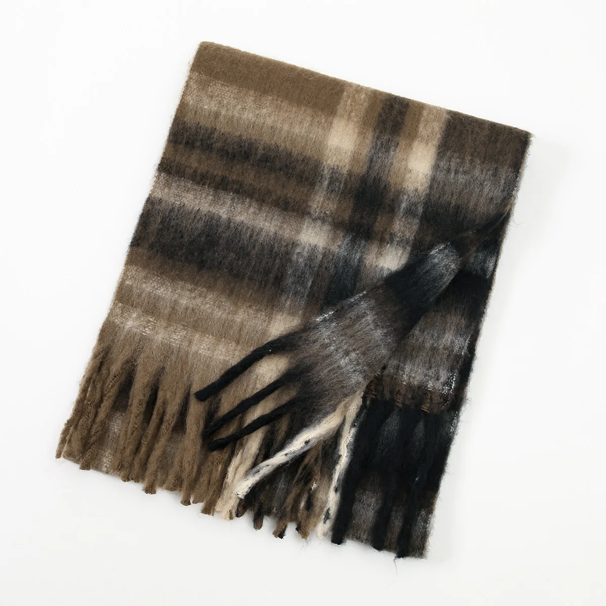 Neuer Leoparden-Kaschmirschal für Damen, Winter, hält warm, modischer kariertes, langer Schal, Damen-Wickel, dicker Pashmina, für den Außenbereich – Detail 3