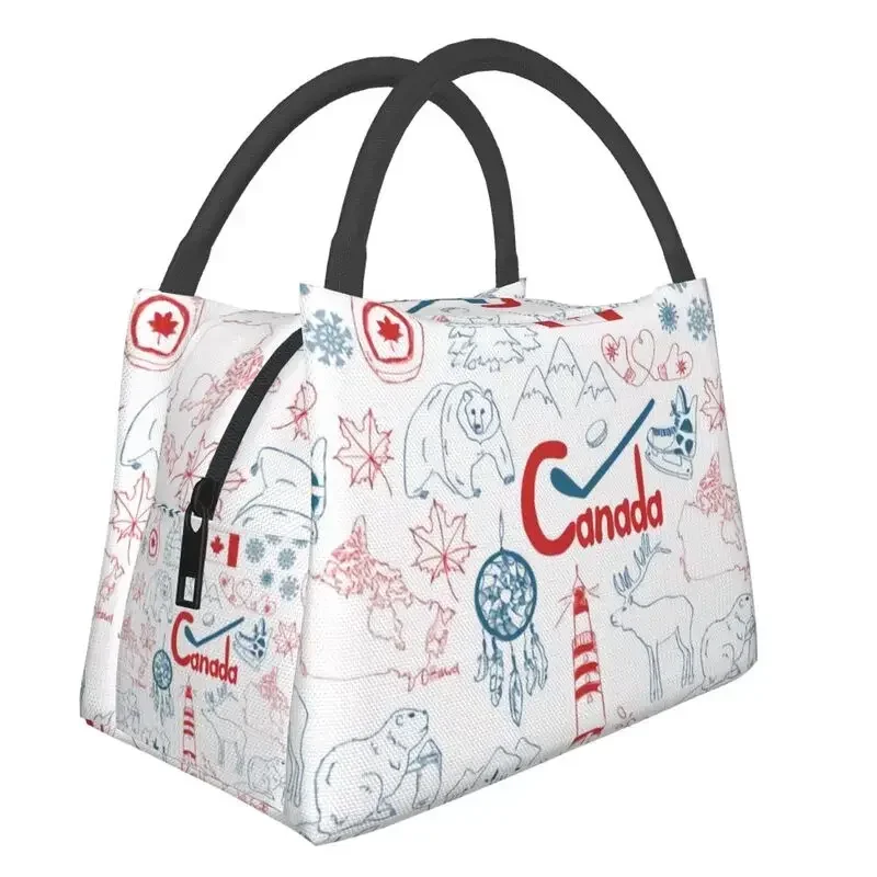 

Custom Canada Flag Lunch Bag Men Women Warm Cooler Insulated Lunch Boxes for Picnic Camping Work Travel Fruit Fresh Storage Bag