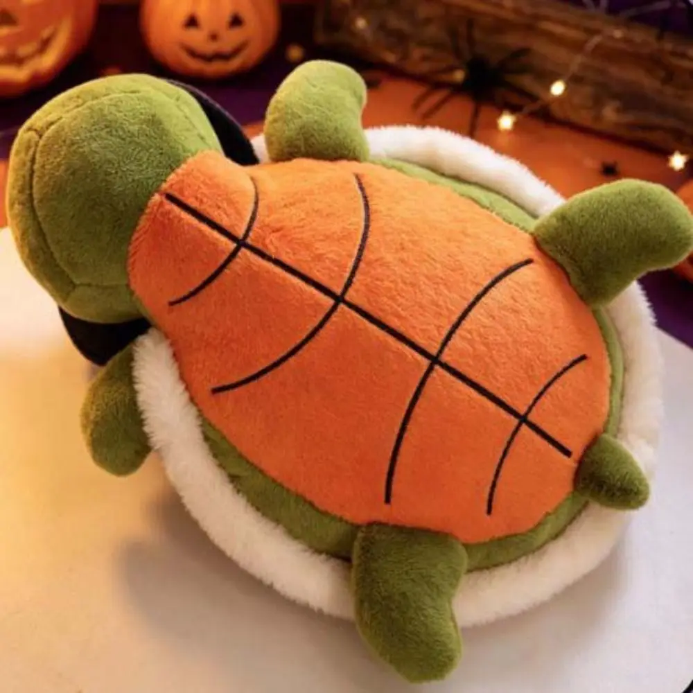 Soft Witch Hat Turtle Non-Slip Bottom Witch Hat Design Halloween Turtle Cushion Machine Washable Spider Web Pattern Turtle