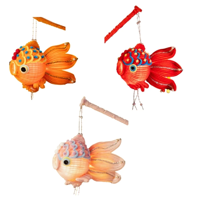 Handmade Fish Lanterns Ornament Autumn Fish Lanterns Accent Handheld Portable Party Hanging Decorations