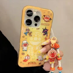 Japanese Anpanman アンパンマン Pocket Phone Case for iPhone 15 14 13 12 11 16 17 Pro Max Plus 16Pro baikinman Lanyard Cover Funda
