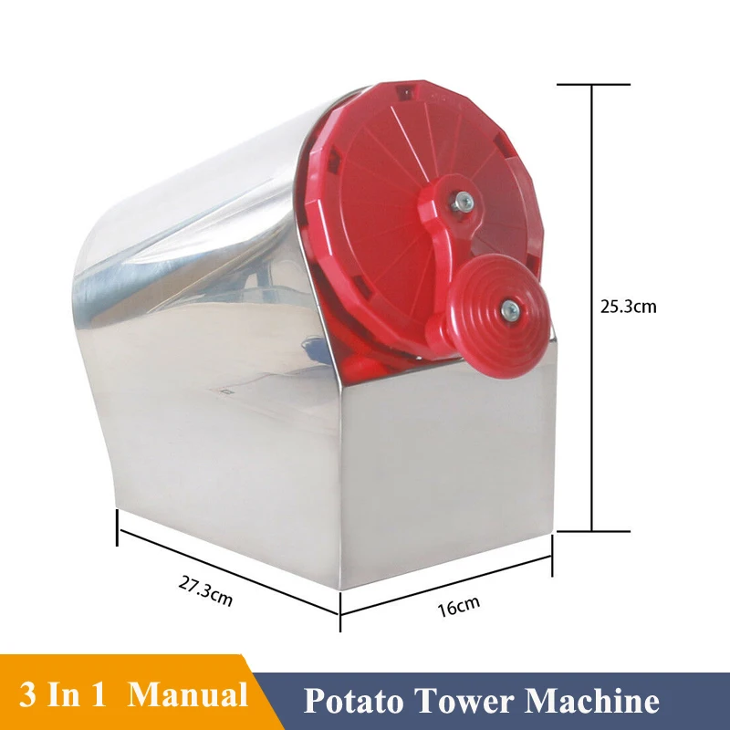 3 In 1 Manual Stainless Steel Potato Machine Twisted Chips Potato Slicer Spiral Potato Cutter French Fry Spiral Cutting Tools