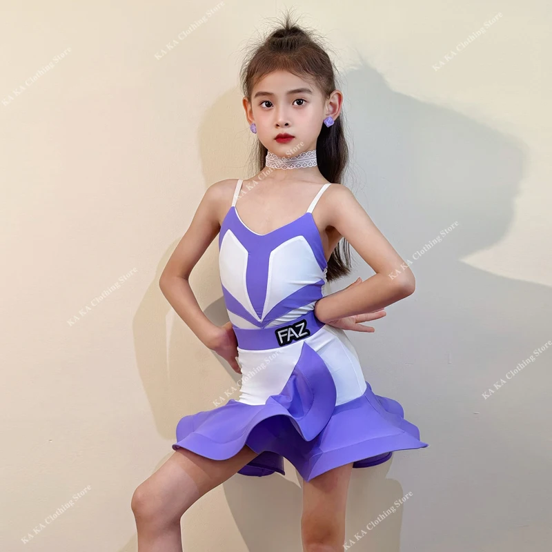 

Детское платье для латинских танцев сальсы, бальное платье для девочек, стандартный детский танцевальный костюм для румбы, самбы, танго, платье для латинских танцев для девочек