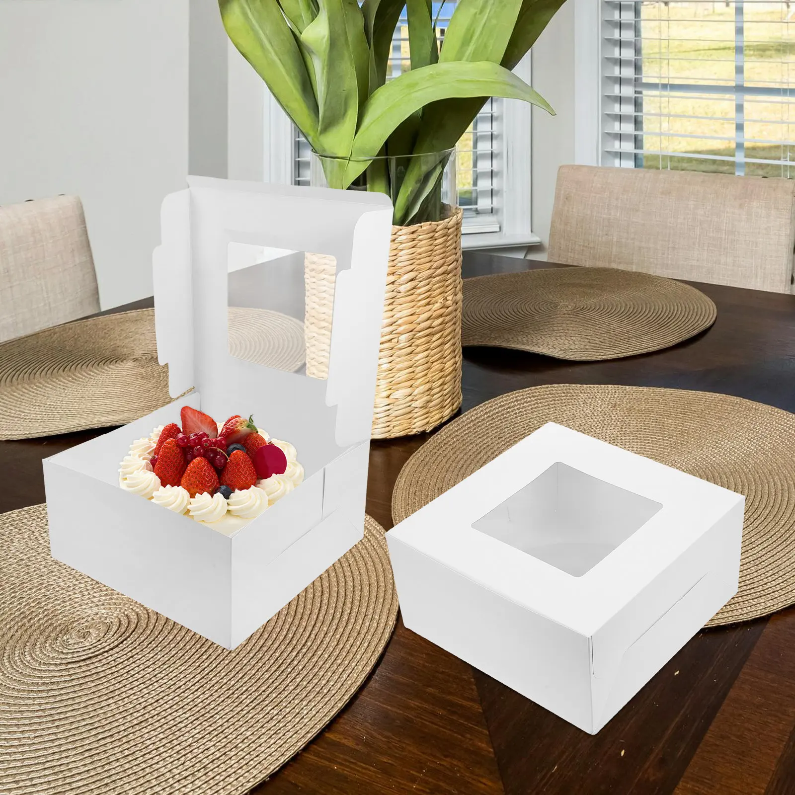 10 Pcs Cake Baking Boxes Tall Bakery Supplies Carrier Baked Goods with Boards Sale Containers Cookie