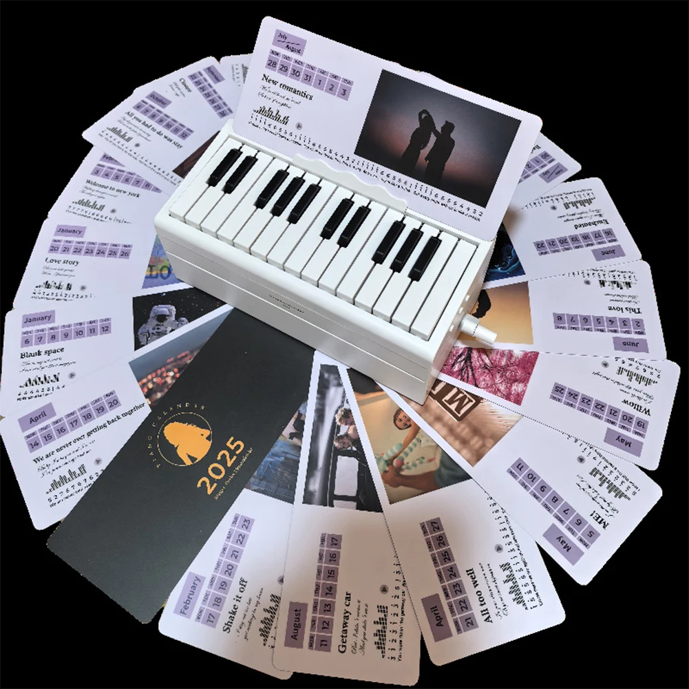 BT Taylor Piano Calendar 2025 Music Sheets Toy Desktop Peripheral Ornaments with 27 Music Calendar Cards 52 Songs Gifts for Fans