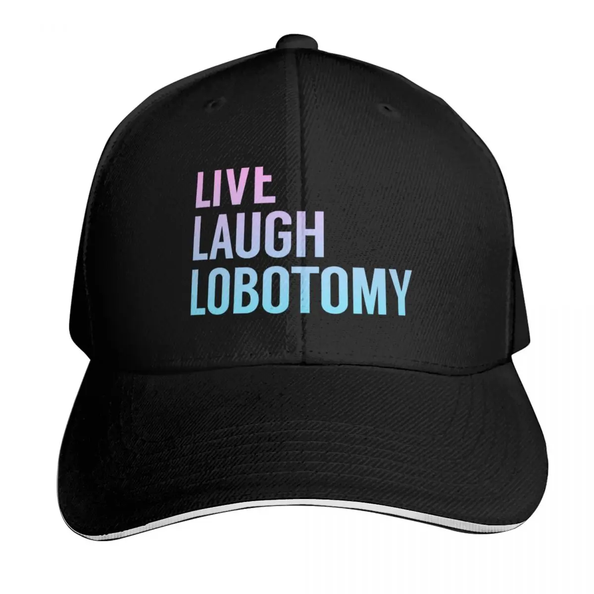 Live Laugh Lobotomy in Pink Blue Gradient Baseball Cap Streetwear Hip Hop Trendy Vintage Retro Embroidered Lightweight Packable