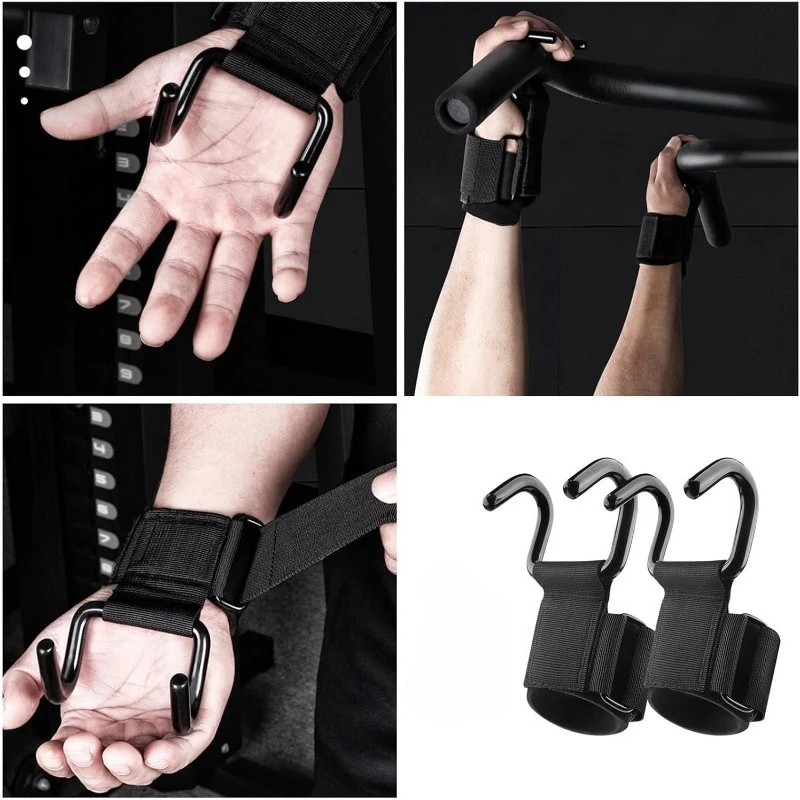 

Fitness Wrist Hooks for Deadlifts - Gym Grip Aid Tool Comfortable Assistance for Rows Pull Ups & Barbell Weight Lifting Training