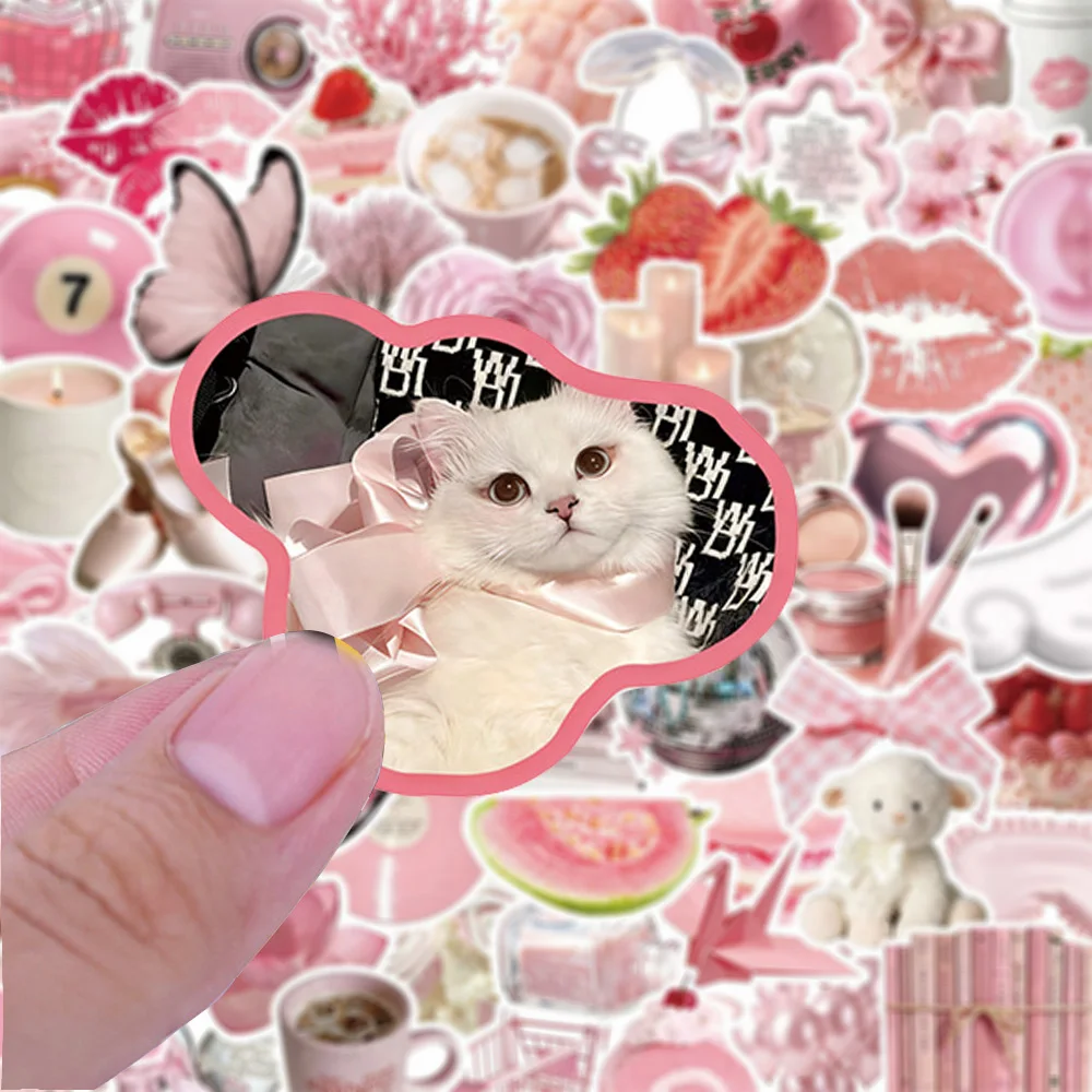 

10/30/50/100pcs INS Pink Korean Style Cartoon Graffiti Stickers Aesthetic Decals Decoration DIY Notebook Helmet Suitcase Sticker