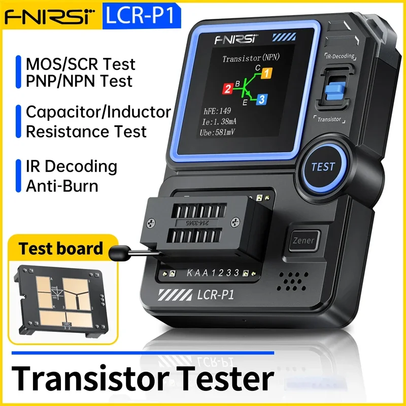 Fnirsi Lcr-p1 Multifuncional Transistor Tester Resistência Capacitância Transistor Diodo Triode Esr Lcr Pnp Npn Smd Medidor de Teste