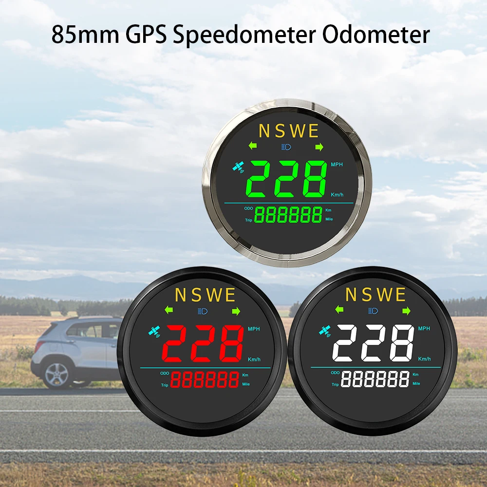 

RHAXEL 85mm Speedometer GPS 0-999(MPH, Km/h Adjustable) Odometer for Car Sailboat Tractor with Total Mileage Adjusetable 12V 24V