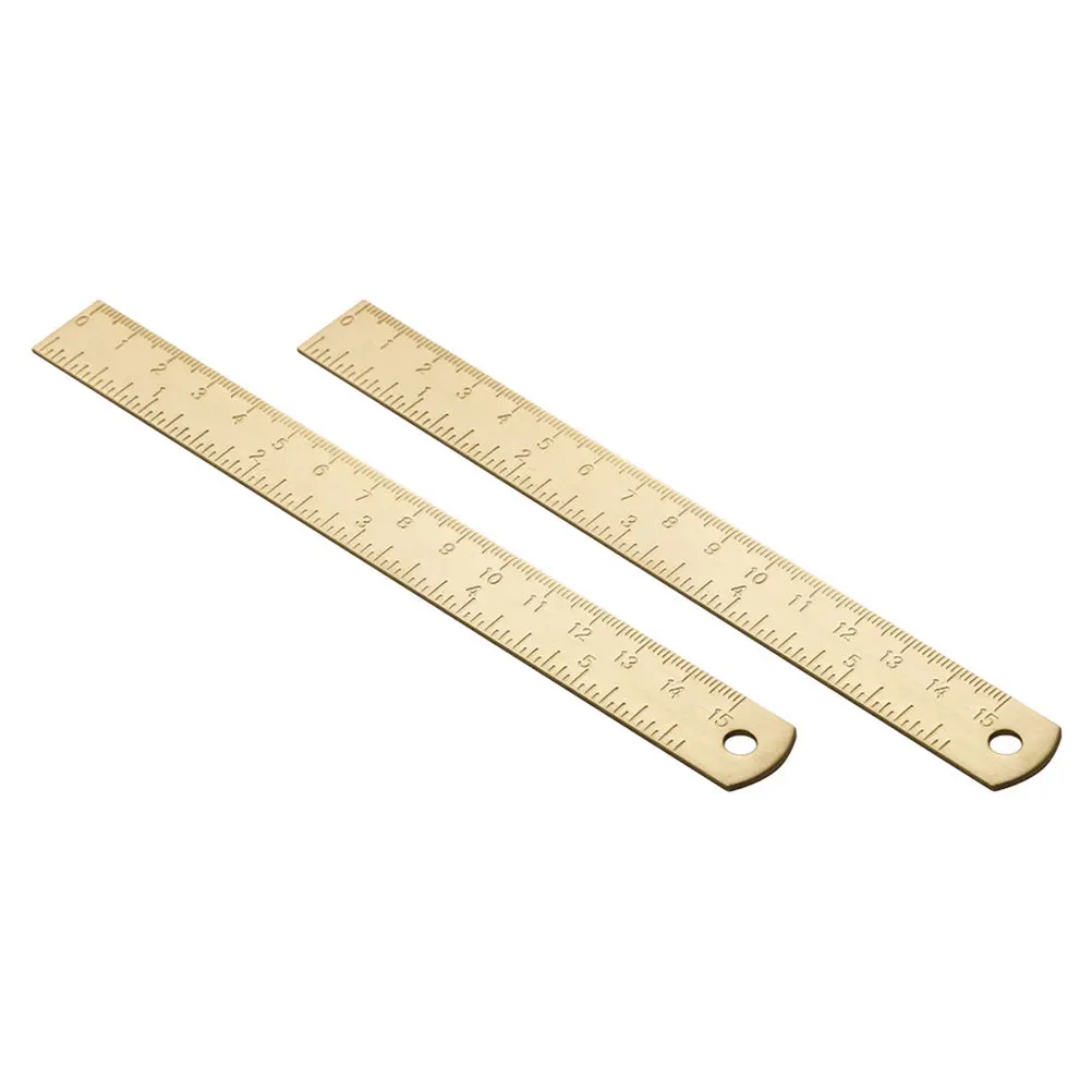2pcs Brass Bookmark Ruler Vintage Drawing Ruler Multi-Function Straight Edge Measuring Tool For Office School Study Lightweight