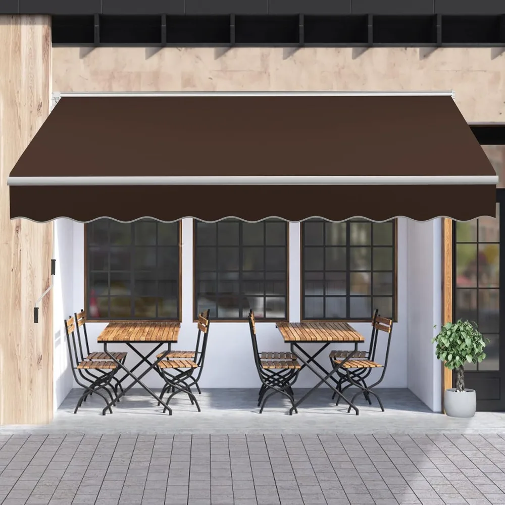 

9.8'x 8.2' Patio Awning Retractable Awning Cover for Sunshade Shelter, Outdoor Patio Canopy with Manual Crank Handle/Water