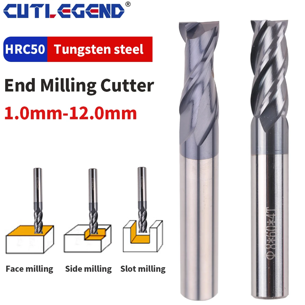 

Carbide End Mill 1 2 3 4 6 8 10 12mm 2Flute 4Flute Milling Cutter Alloy Coating Tungsten Steel Cutting Tool CNC maching Endmills