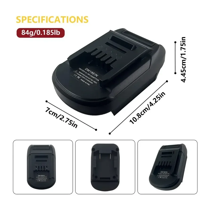 Imagem -03 - Adaptador do Conversor da Bateria para Dewalt Ferramentas Elétricas do Lítio Dewalt 18v 20v Bateria do Li-íon para para Wanshell Dm18ein