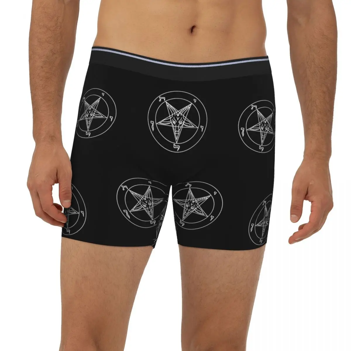 

Baphomet Satanic Goat Long Boxer Underpants Short Men Panties Ventilate Underwear for Homme Man Boyfriend Gift