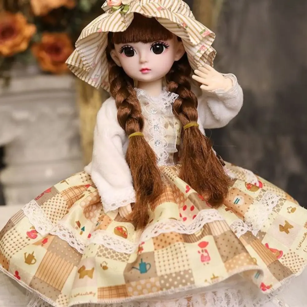 

Beautiful Plastic 30CM Movable Joint Doll Safety Baby Doll Girl Dress Up Toys 3D Makeup Doll With Music Girl