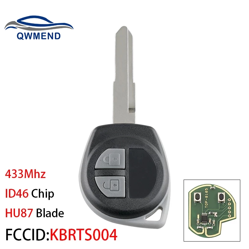 

QWMEND KBRTS004 for Suzuki Key Remote ID46 Chip Car Key HU87 Blade For Suzuki Swift SX4 ALTO Vitara Ignis JIMNY Splash 433 Mhz