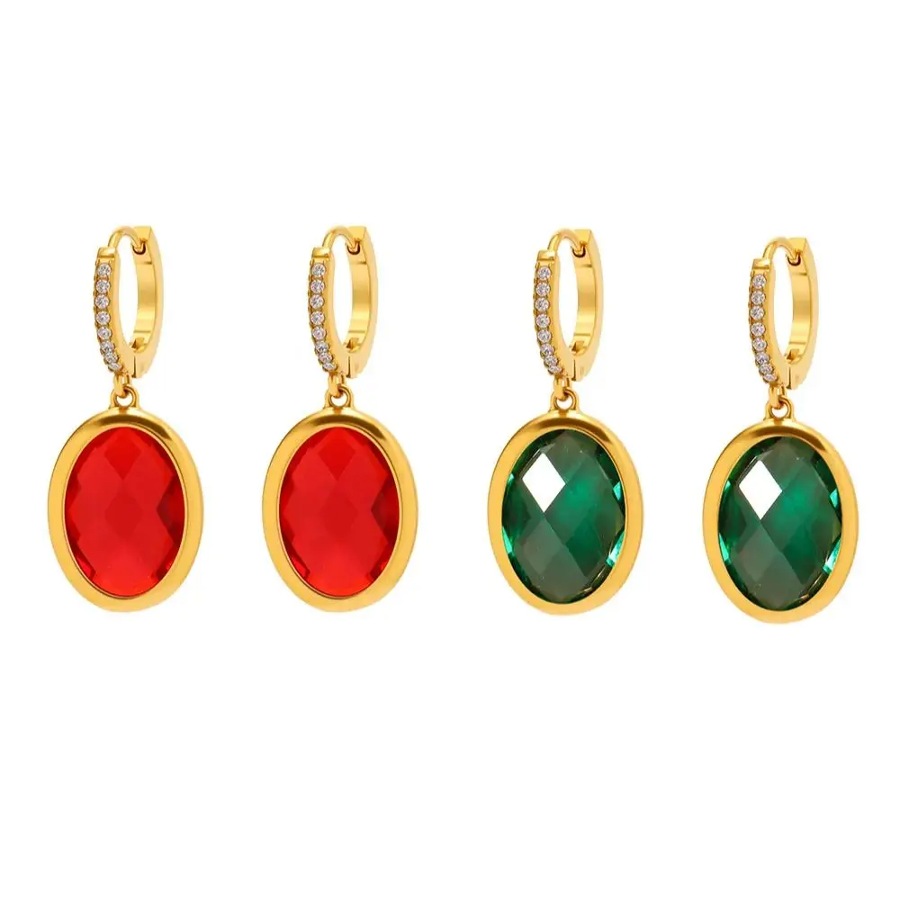 

Ourfuno Elegant Glass Stone Drop Earrings For Women Minimalist Stainless Steel Party Wedding Earrings Fashion Jewelry Girls Gift
