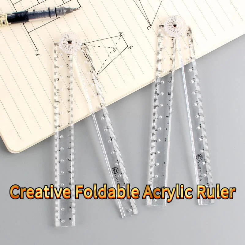 1/2/3-Piece Creative Acrylic Foldable Ruler, Transparent Multi-Part Drawing Ruler Drafting Tools for Students & Office〔YY33〕