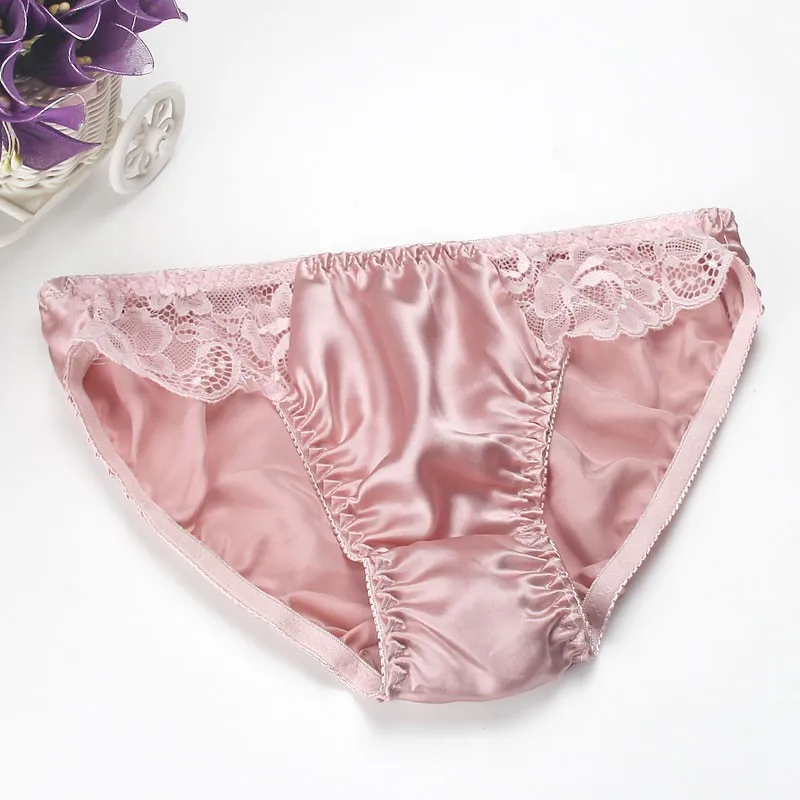 100% silk lace panties female antibiotic women\'s low-waist briefs sweat absorbing breathable