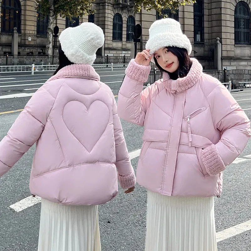 2024 New Women\'s Jacket Trendy Cotton Coat Loose Cropped Puffer Jacket Chic Padded Jacket Korean Style Winter Parkas Fashion Out