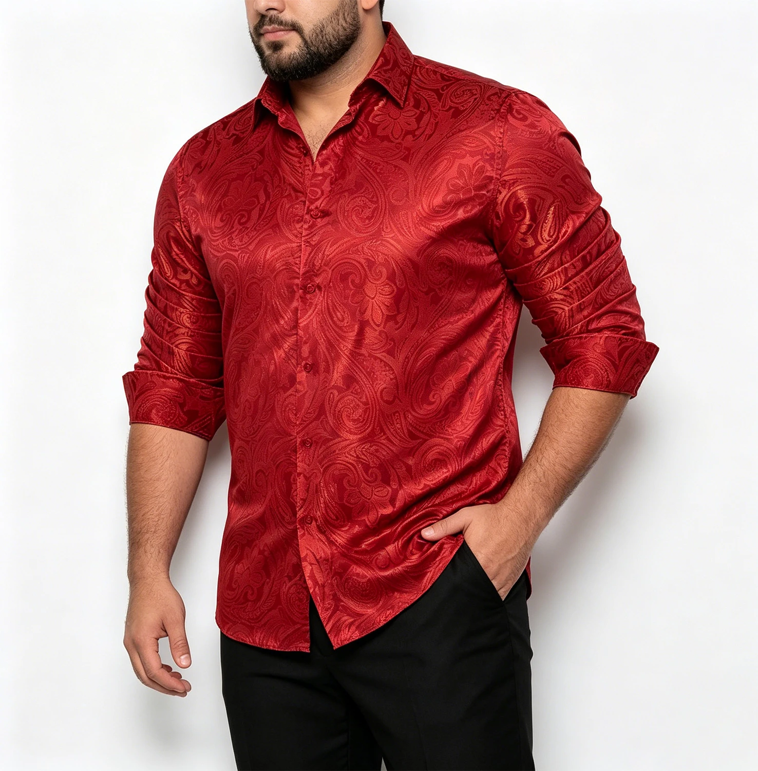 

Rich Pattern Floral Paisley Collared Shirt Stylish Daily Matching Clothes