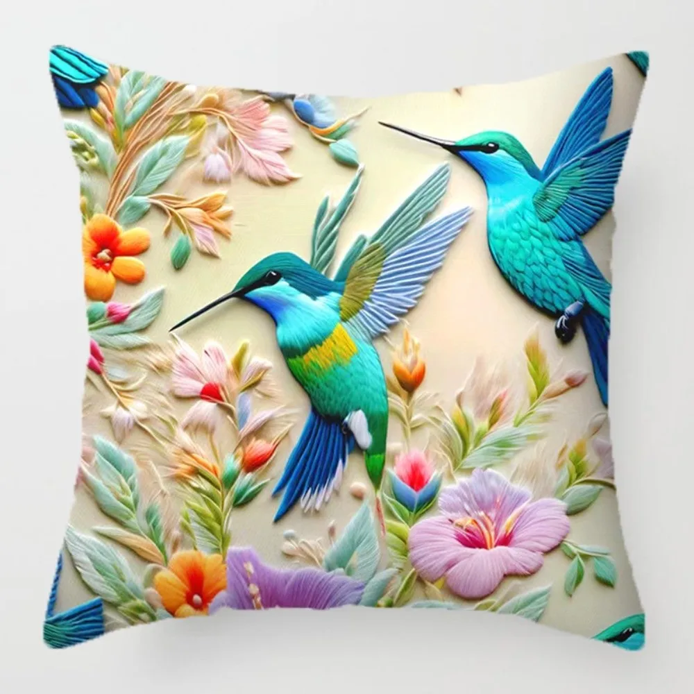 Creative Flower Bird 45cm Pillow Case Vintage Bohemian Style Decorative Pillowcase Throw Cushion Sofa Decoration