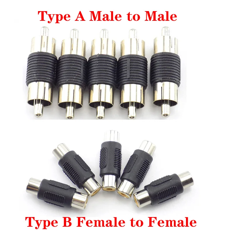 Dual RCA Male to Male Coupler Female to Female Audio Connector Adapter AV Cable Plug For CCTV Camera Connector Video