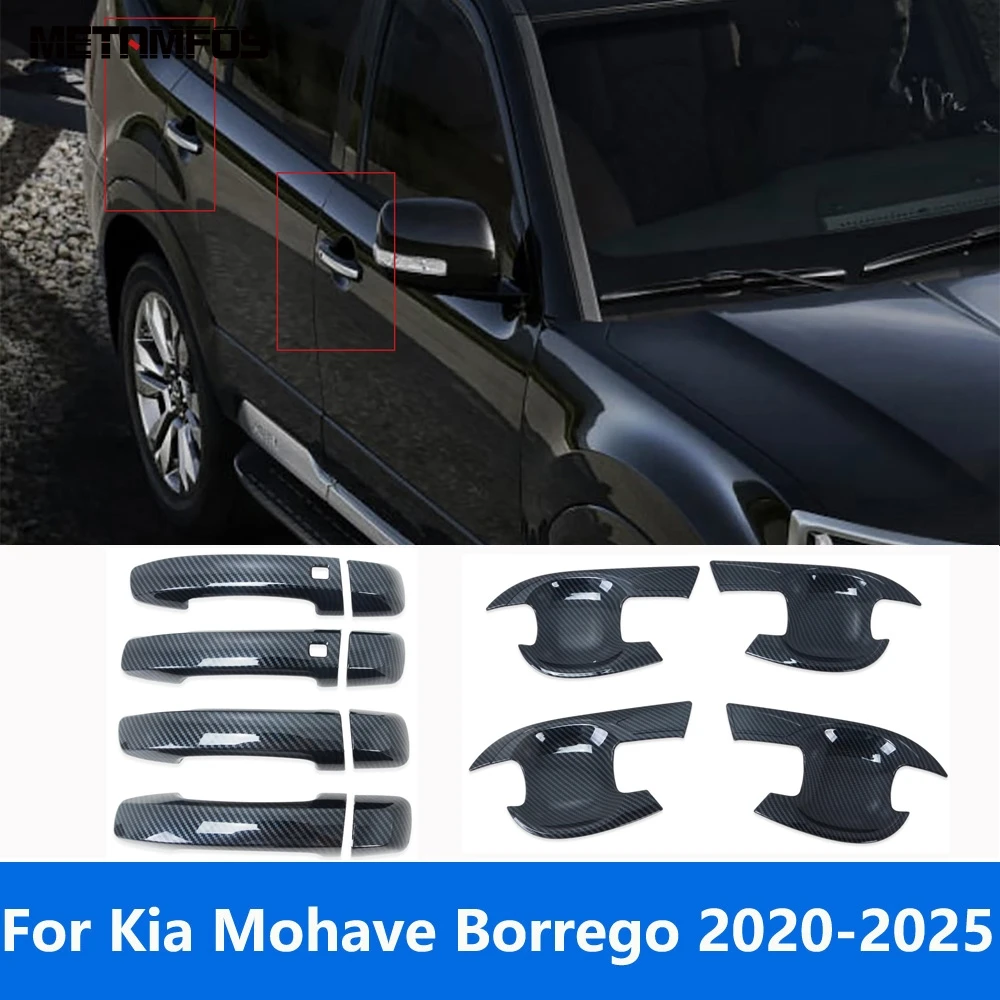 

For Kia Mohave Borrego 2020-2022 2023 2024 2025 Carbon Fiber Side Door Handle Bowl Cover Trim Protector Accessories Car Styling